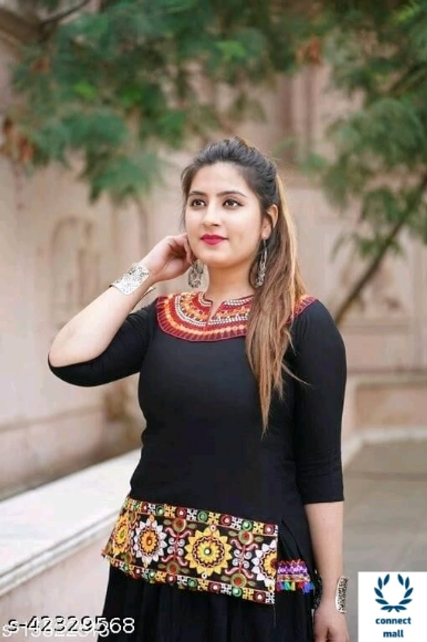 Stylish RETRO Women Ethenic Embroidered Rayon Skirts And Tops - XL